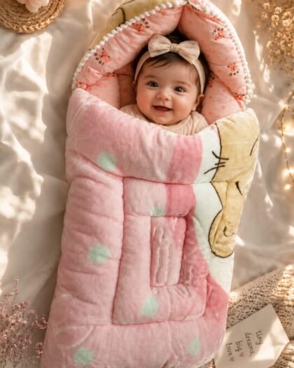 Soft Plush Fleece Hooded Baby Carry Nest | Baby Bed  | Warm Winter Sleeping Bag | MimiCones