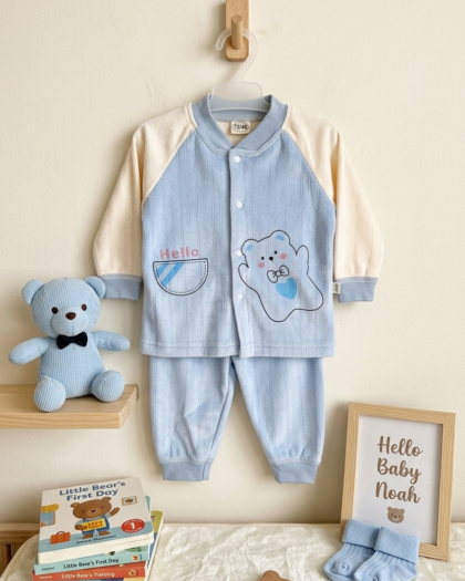 Boys Blue Panda Hello Printed Winter Suiting Set | Imported (6–18 Months) | MimiCones