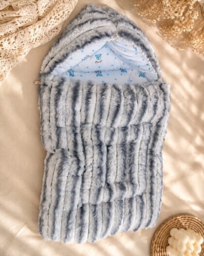 Fur Hooded Baby Carry Nest | Warm Winter Sleeping Bed | Baby Bed | MimiCones