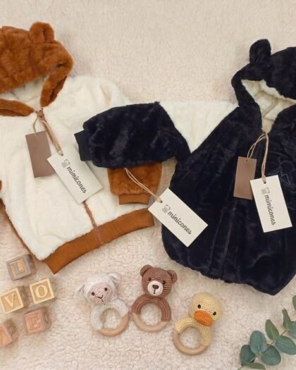 Baby Fur Winter Jacket | Brown & Black | Soft Fur | MimiCones