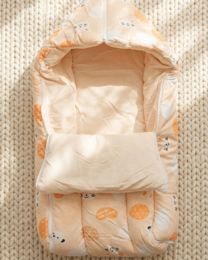 Hooded Baby Carry Nest | Dual Zip Portable Sleeping Bed | Baby Carry Crib | MimiCones